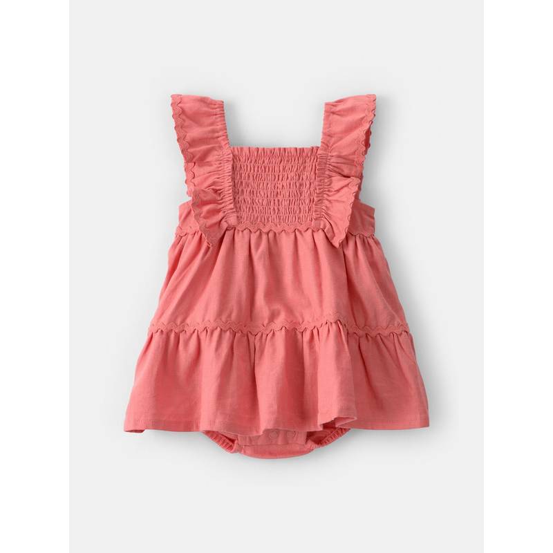 Carter's Baby Girl Pink Ruffle Sleeveless Dress with Attached Bloomer (Newborn)