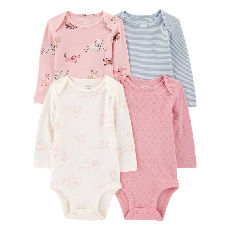 Carter's Printed Puppy Long Sleeve Bodysuits