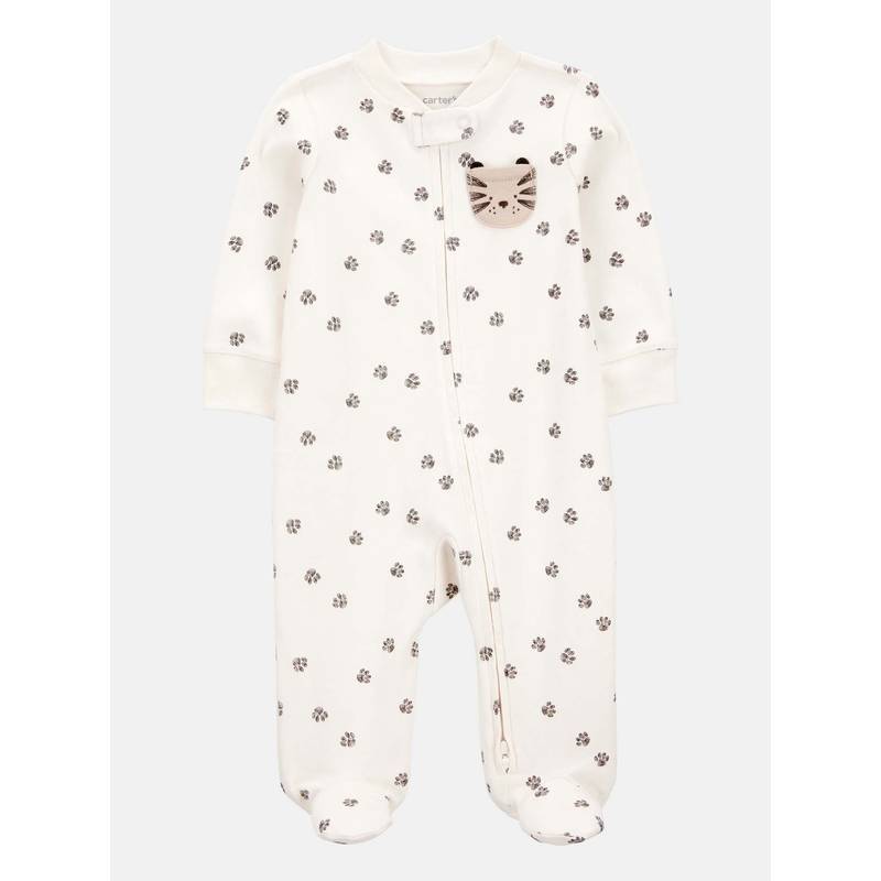 Carter's Cream Tiger Print 2-Way Zip Cotton Bodysuit (6-9 Months)