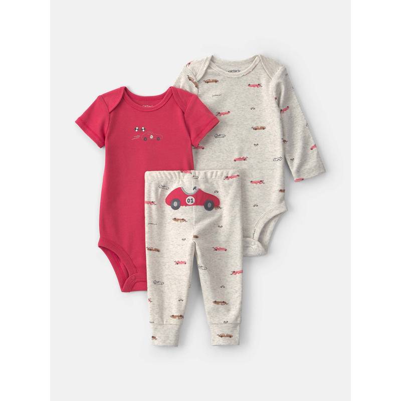 Carter's Infant Boys Race Car Bodysuit & Joggers Set - Grey/Red