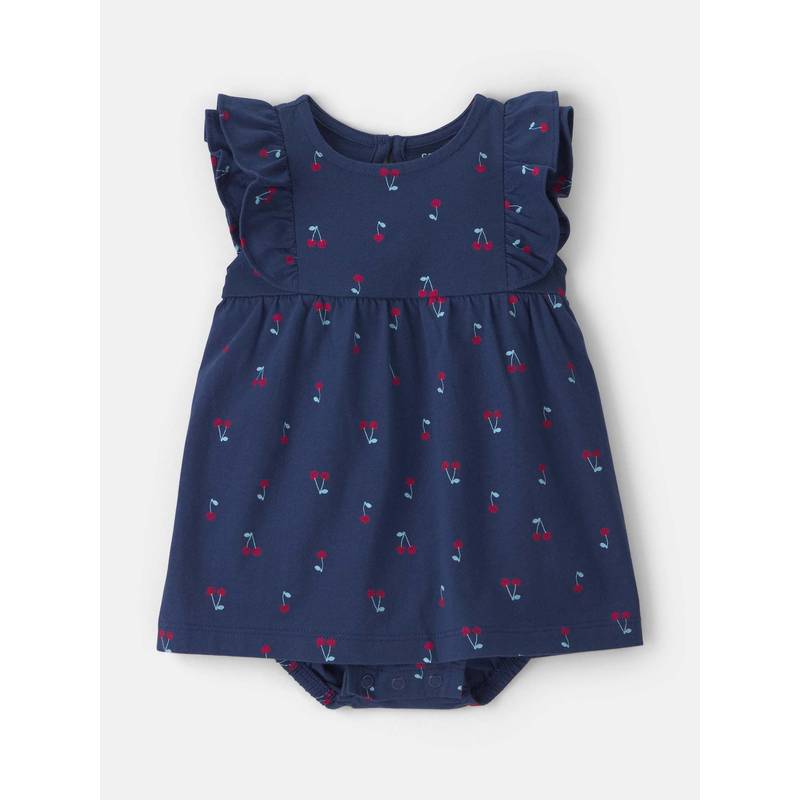 Carter's Infant Girls Cherry Sleeveless Bodysuit Dress - Navy Blue (New Born)
