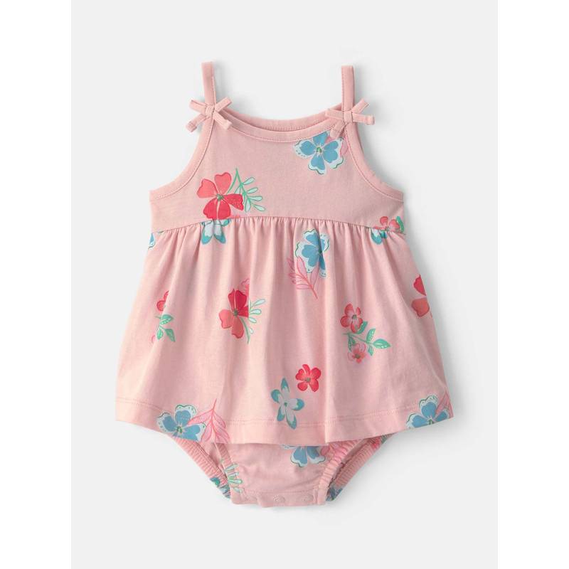 Carter's Infant Girls Floral Sleeveless Bodysuit Dress - Pink (New Born)