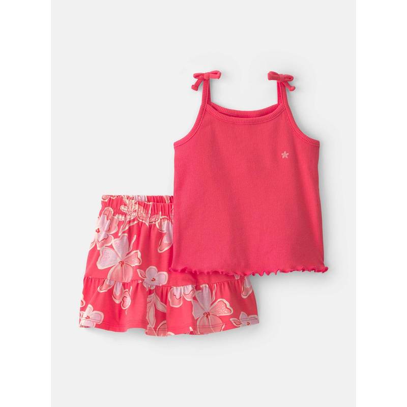 Carter's Infant Girls Floral Top & Skirt Set - Orange