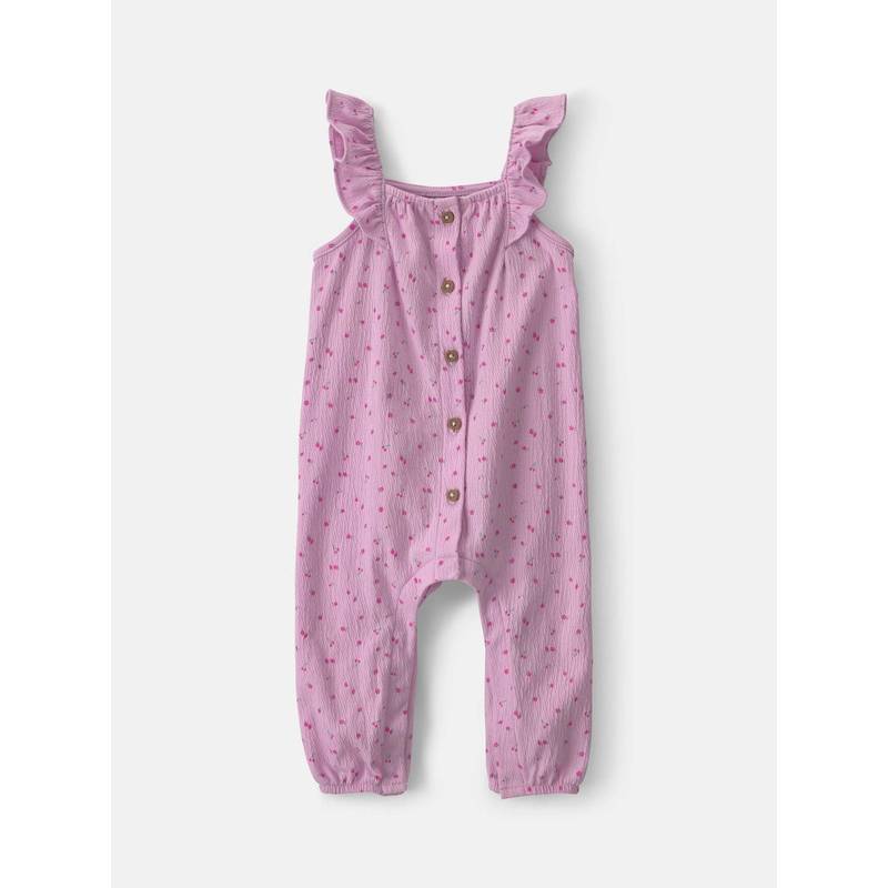 Carter's Infant Girls Cherry Flutter Sleeve Jumpsuit - Purple (New Born)