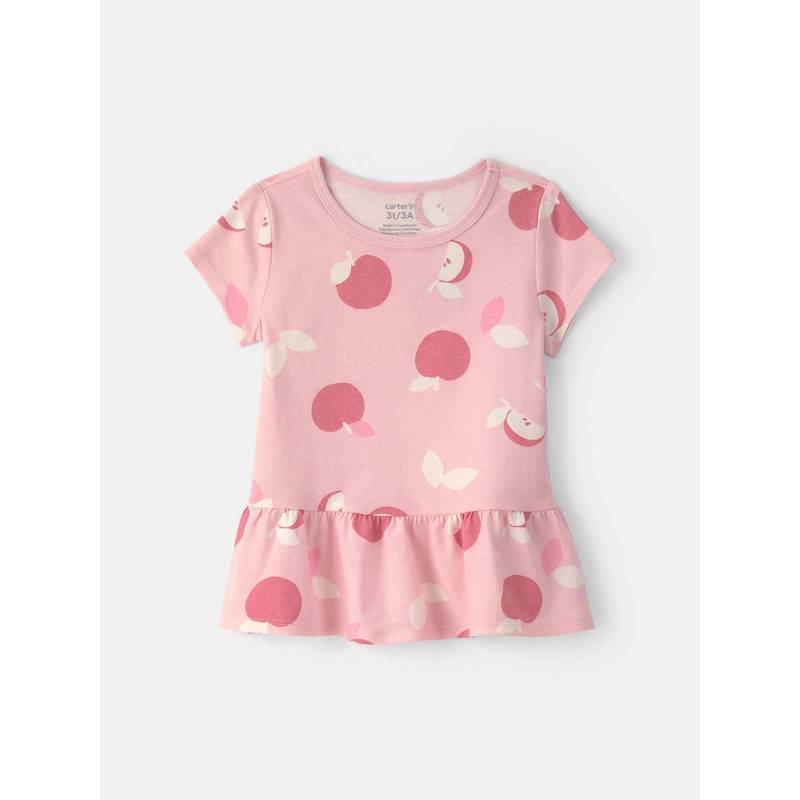 Carter's Toddler Girls Apple Relaxed Peplum Top - Pink (2-3 Years)