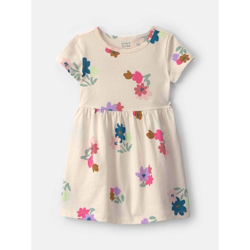 Carter's Toddler Girls Floral Short-Sleeve Dress - Beige (2-3 Years)