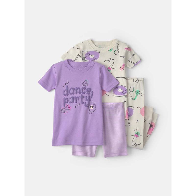 Carter's Toddler Girls Dance Party 100% Cotton Set - Purple/Ivory (Pack of 4) (2-3 Years)