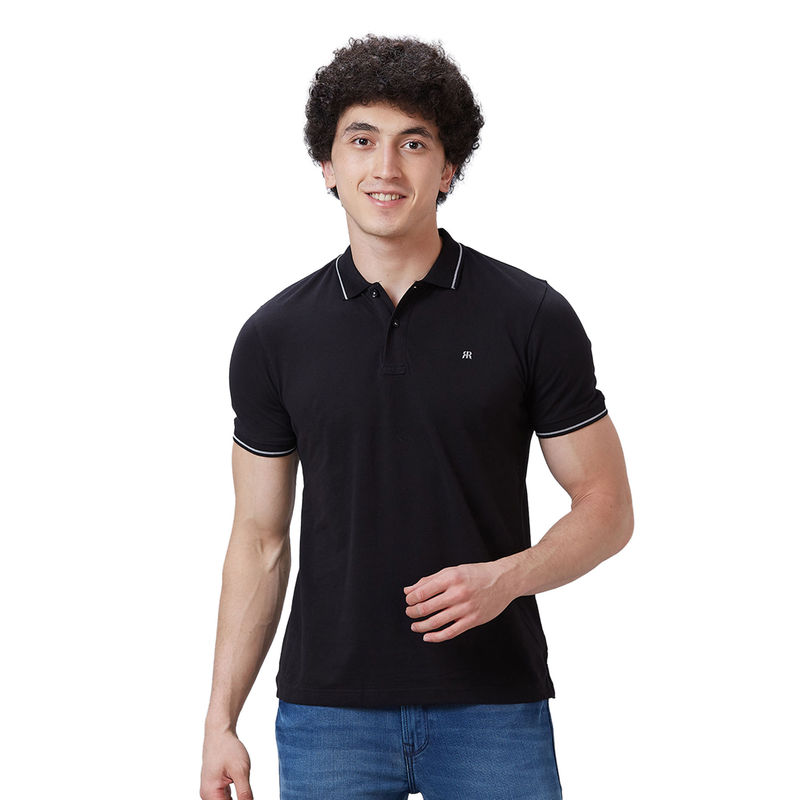 Raymond Contemporary Fit Solid Black T-Shirt (M)