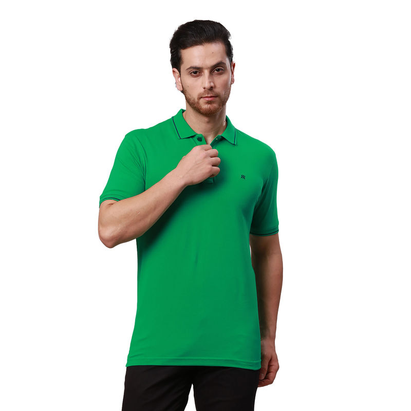 Raymond Contemporary Fit Solid Dark Green T-Shirt (S)
