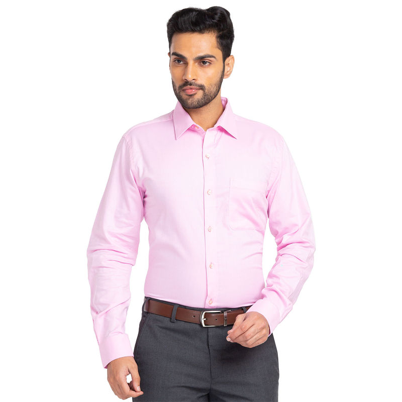 Raymond Slim Fit Solid Light Pink Shirt (44)