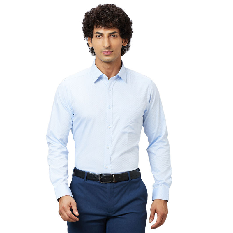 Raymond Slim Fit Self Design Light Blue Shirt (39)