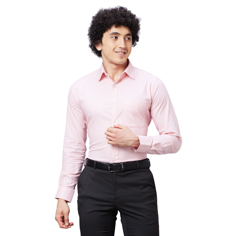 Raymond Slim Fit Checked Pink Shirt (40)