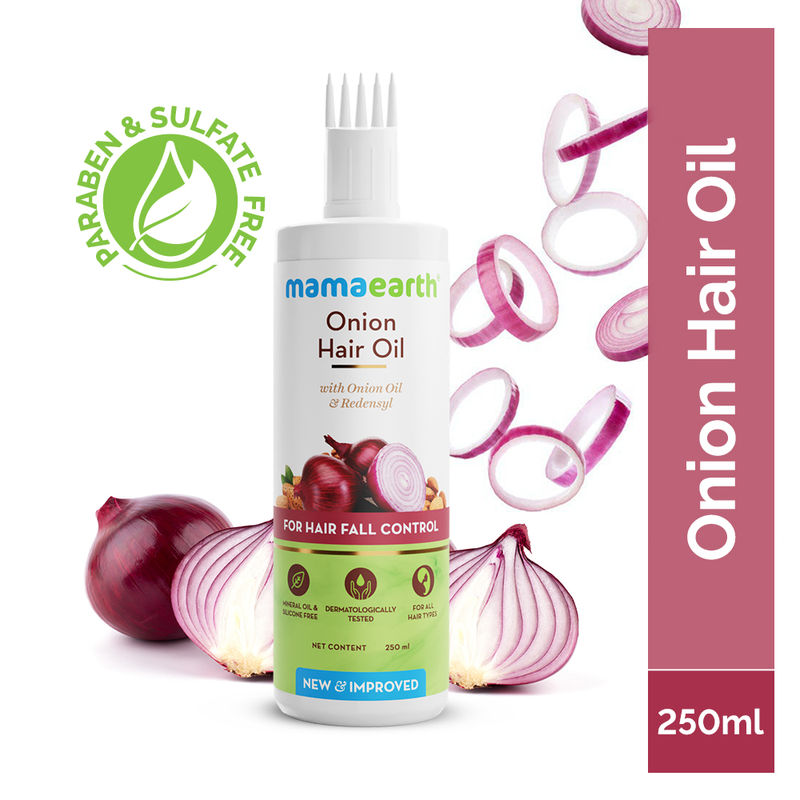 Mamaearth Onion Hair Oil for Hair Fall Control with Onion & Redensyl
