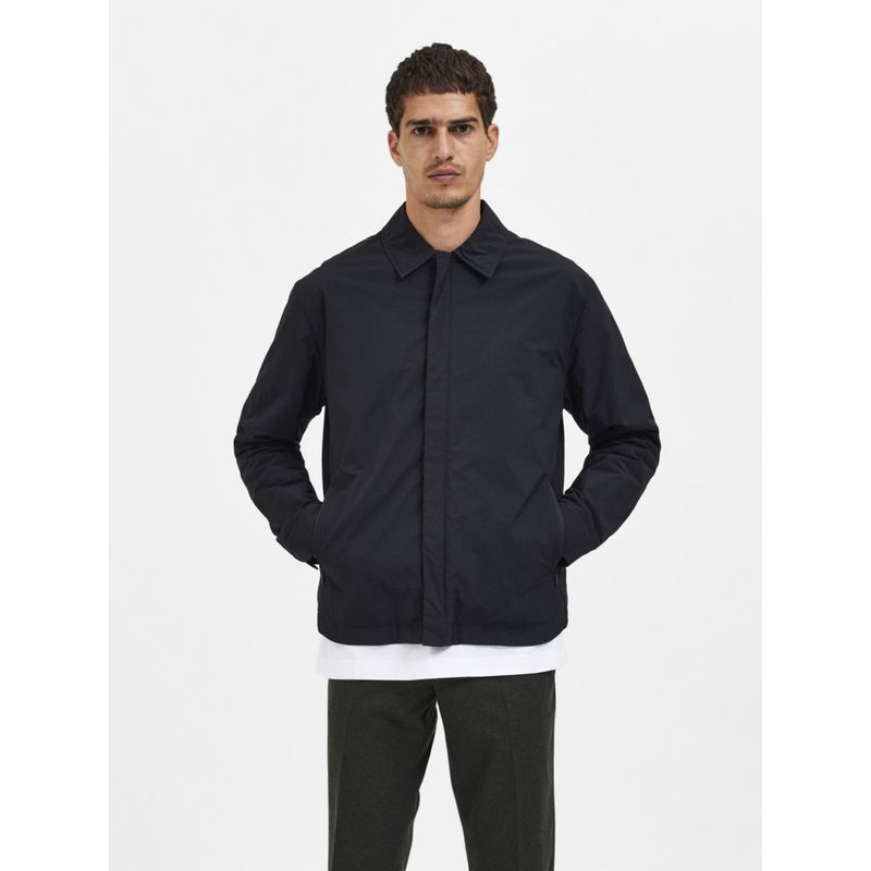 Selected Men Solid Casual Black Jacket (M)
