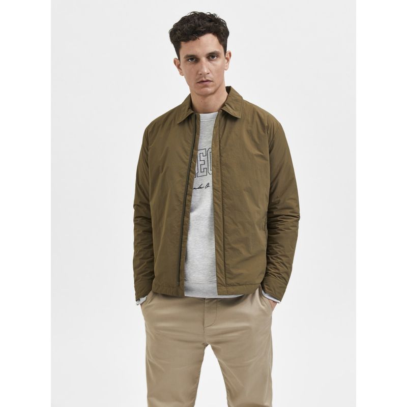 Buy SELECTED HOMME Men Solid Casual Olive Jacket Online