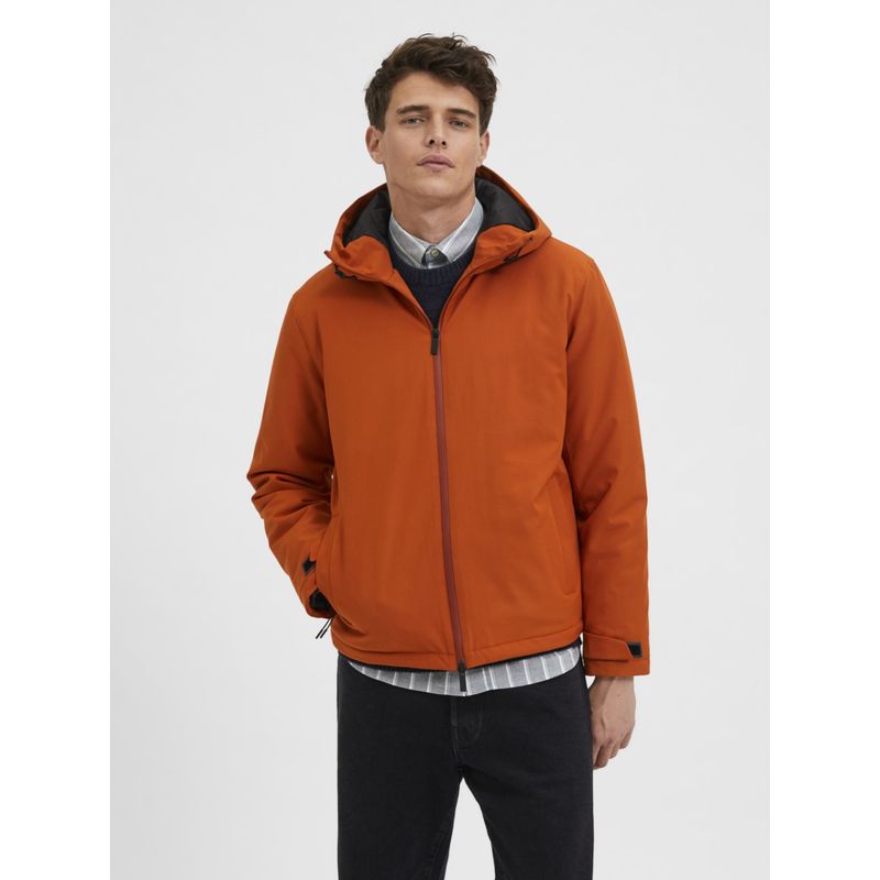 Selected Men Solid Casual Orange Jacket (L)