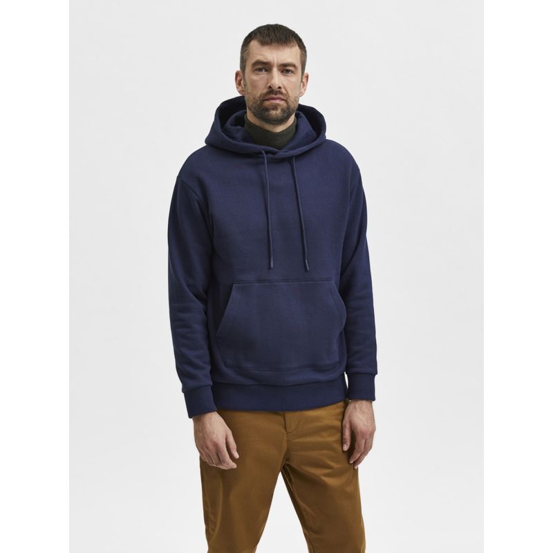 Selected Men Solid Casual Navy Blue Sweatshirt (M)