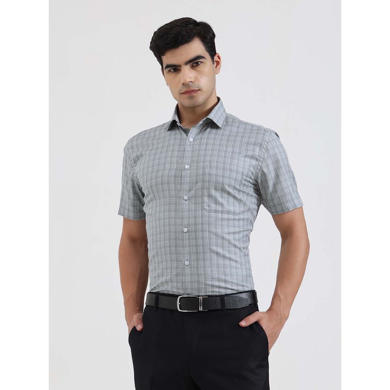 Greenfibre Grey Checked Formal Shirt (39)