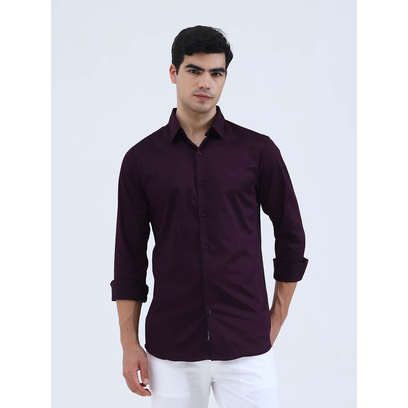 JadeBlue Men Wine Slim Fit Casual Shirt (40)