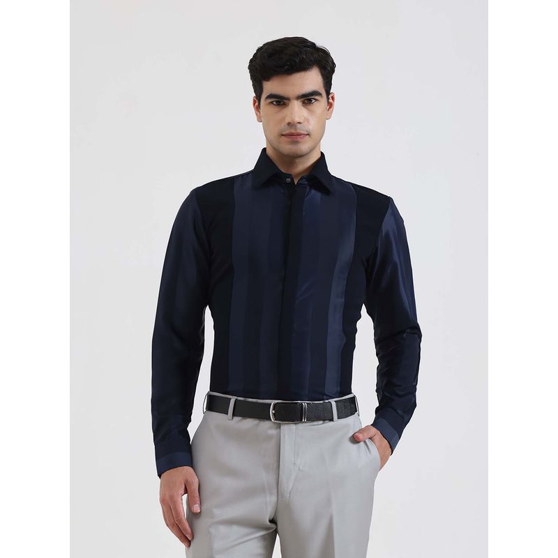 Wyre Men Blue Stripes Party Wear Shirt (39)