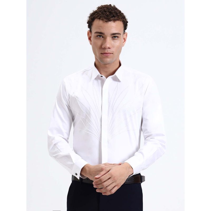 Wyre Men White Solid Slim Fit Party Wear Shirt (39)
