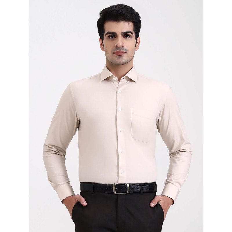Metal Men Ivory Slim Fit Solid Formal Shirt (39)