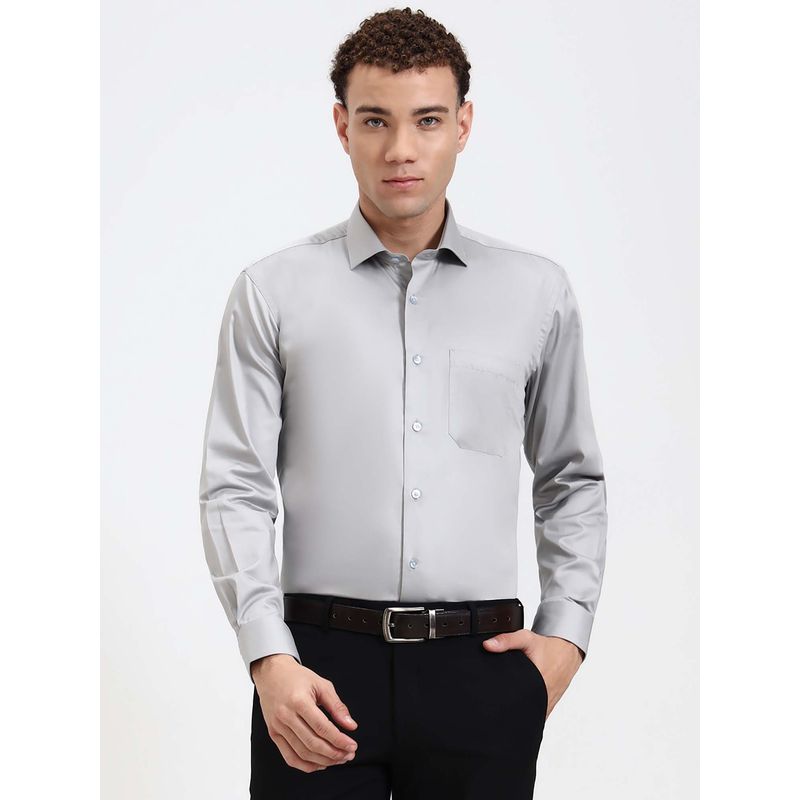 Metal Men Slim Fit Light Grey Formal Shirt (38)