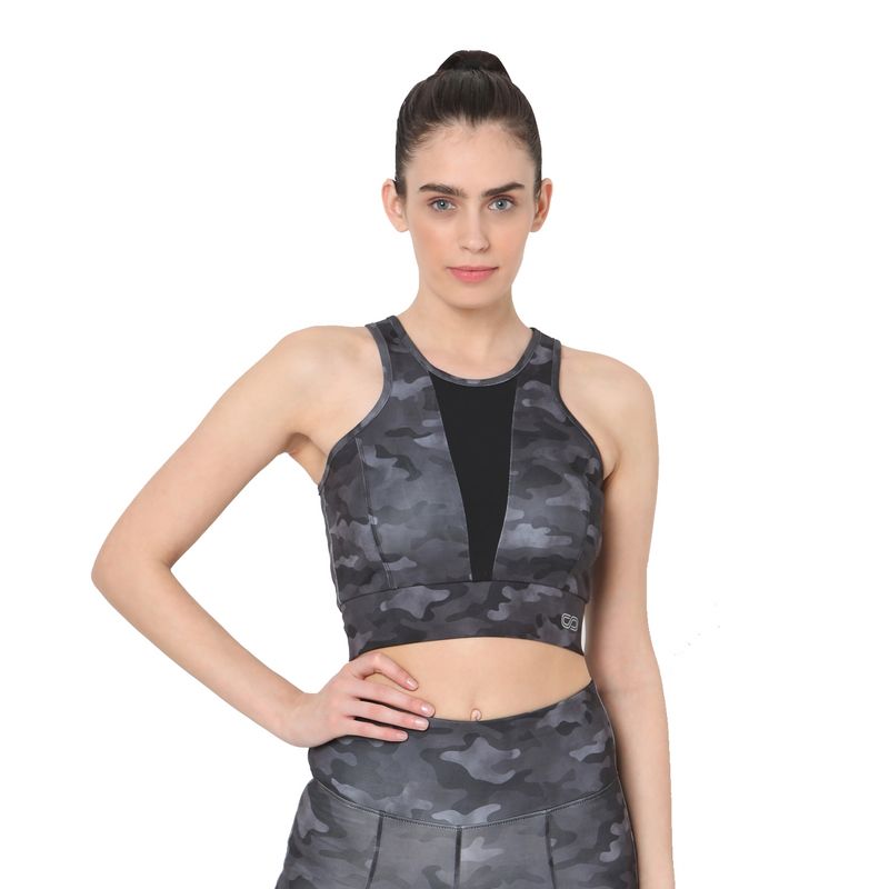 Silvertraq Padded Biker Crop Top Dark Camo - Multi-Color (M)