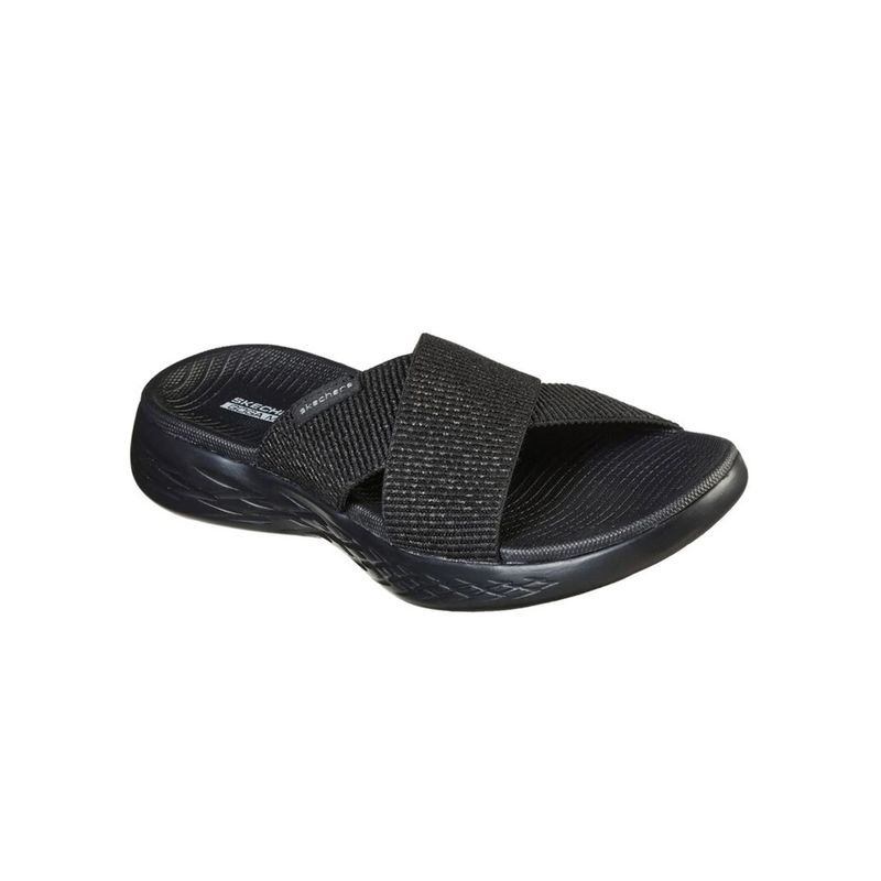 SKECHERS On The Go 600 Glistening Black On The Go Sandals UK 2