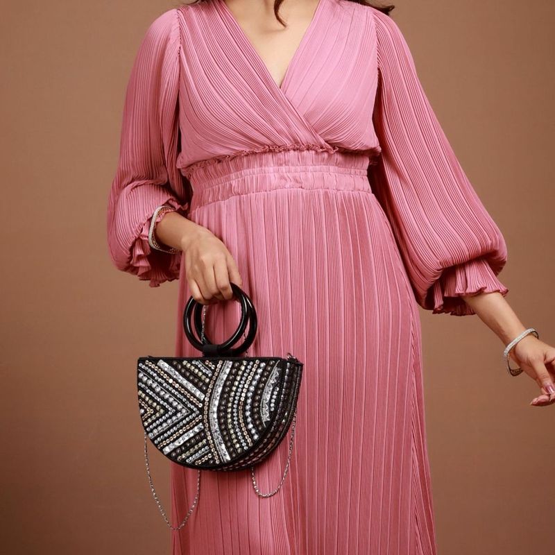 Priyaasi Black Bling Sequin Round Sling Bag Buy Priyaasi Black Bling