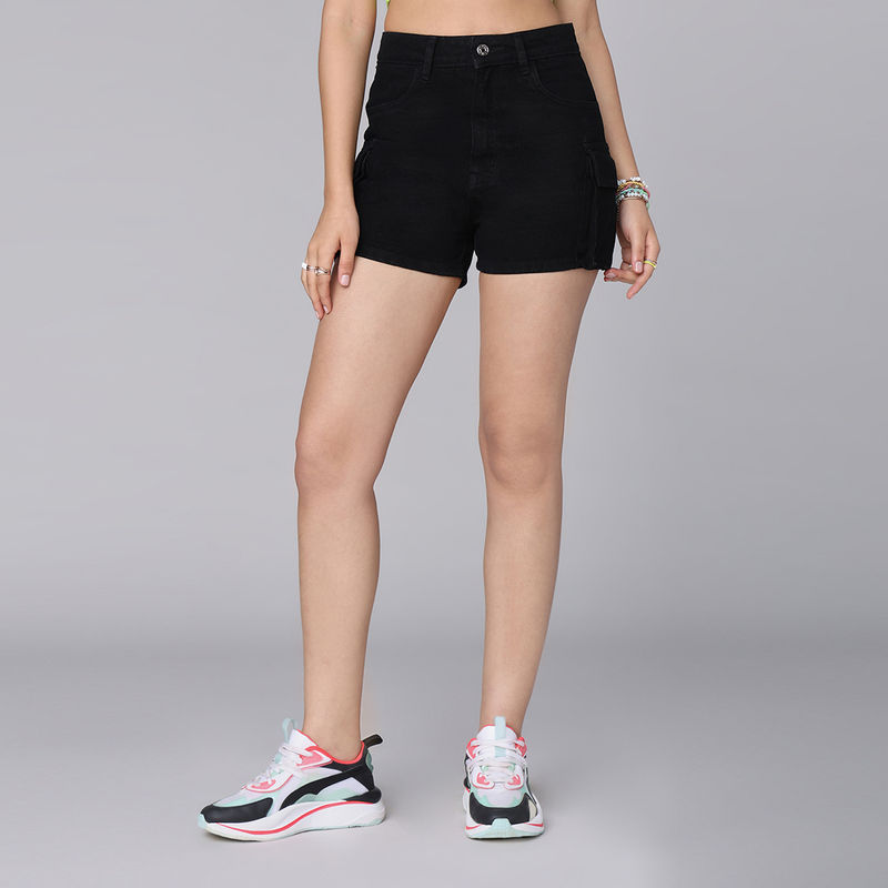 Buy RUFF Black Denim Regular Fit Mid Rise Boys Shorts | Shoppers Stop