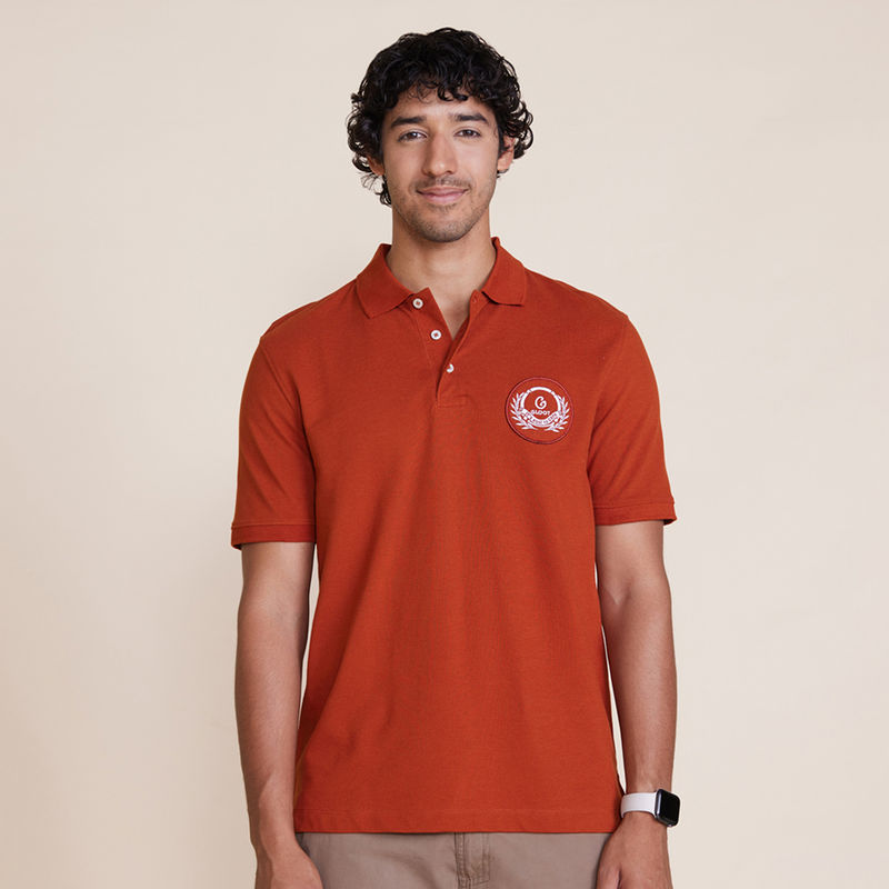 GLOOT "Cool To Care" Badge Polo T-Shirt GLA012 Rust (2XL)