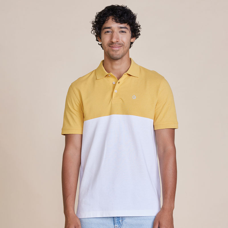 GLOOT Color Block Polo T-Shirt GLA013 Yellow (S)