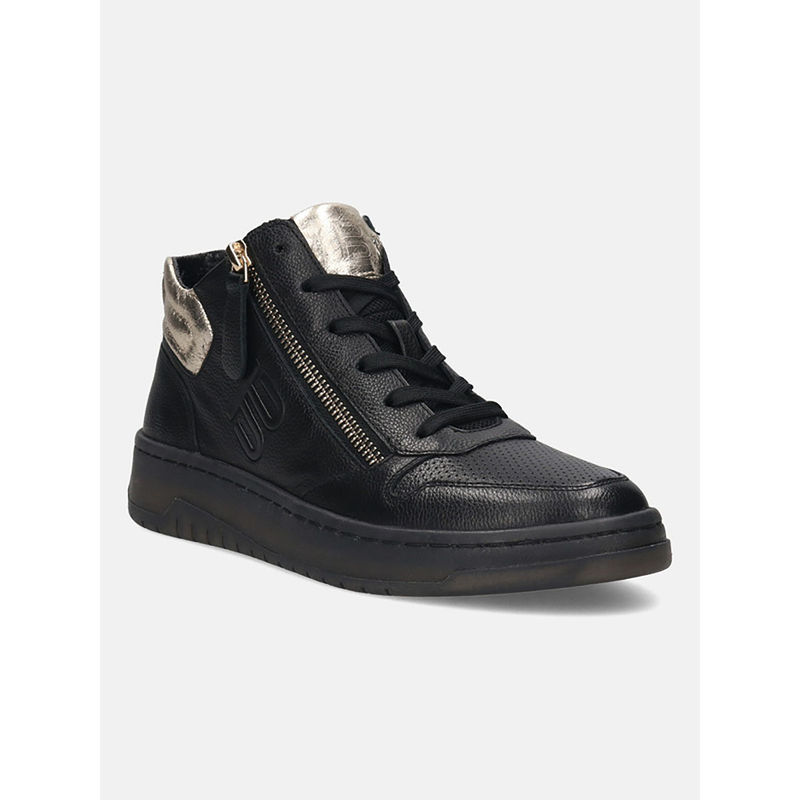 BAGATT Sting Black Leather Womens Mid Top Sneakers (EURO 37)
