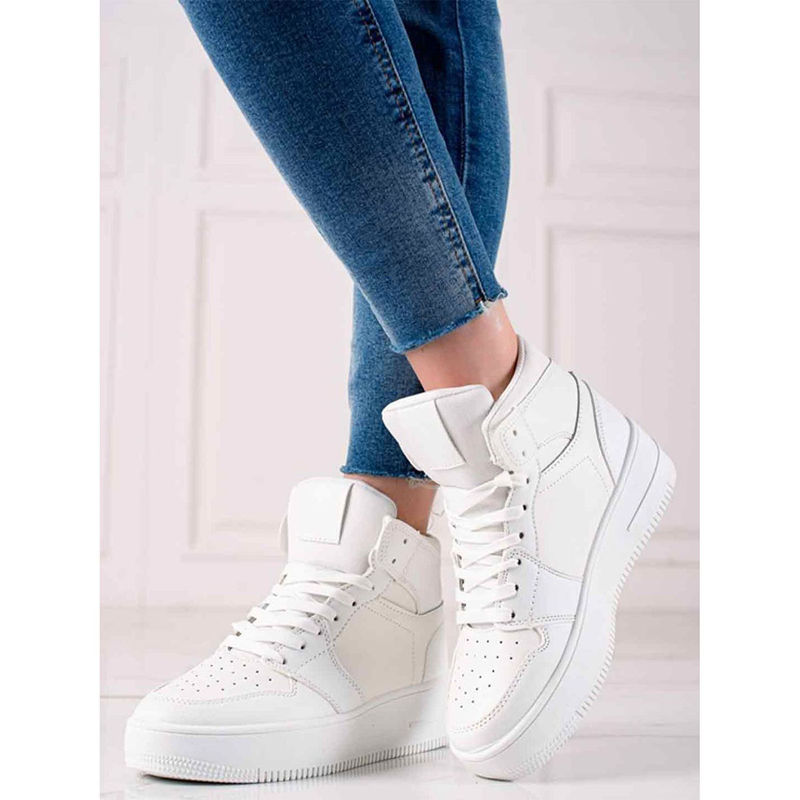 Shoetopia Women White Colour Blocked Sneakers (EURO 41)