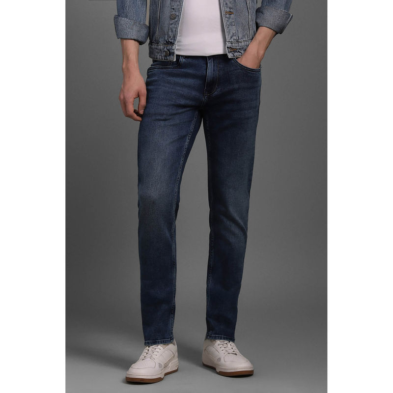 Louis Philippe Men Navy Blue Slim Fit Jeans (38)