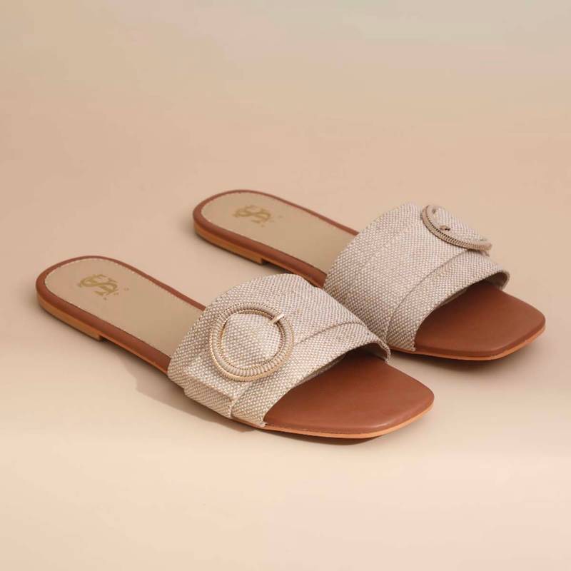 Shoe that fits you Raffia Clip Flats Beige (EURO 36)