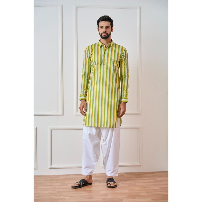 Men Indigo Regular Pure Cotton Pathani Kurta