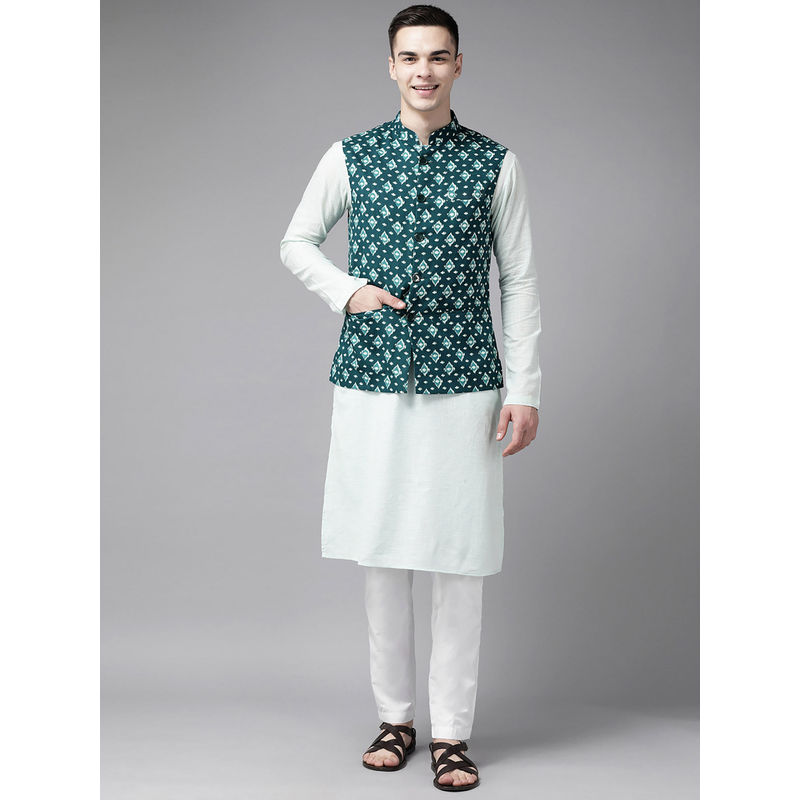 Men's Printed Pure Cotton Kurta Pyjama Set