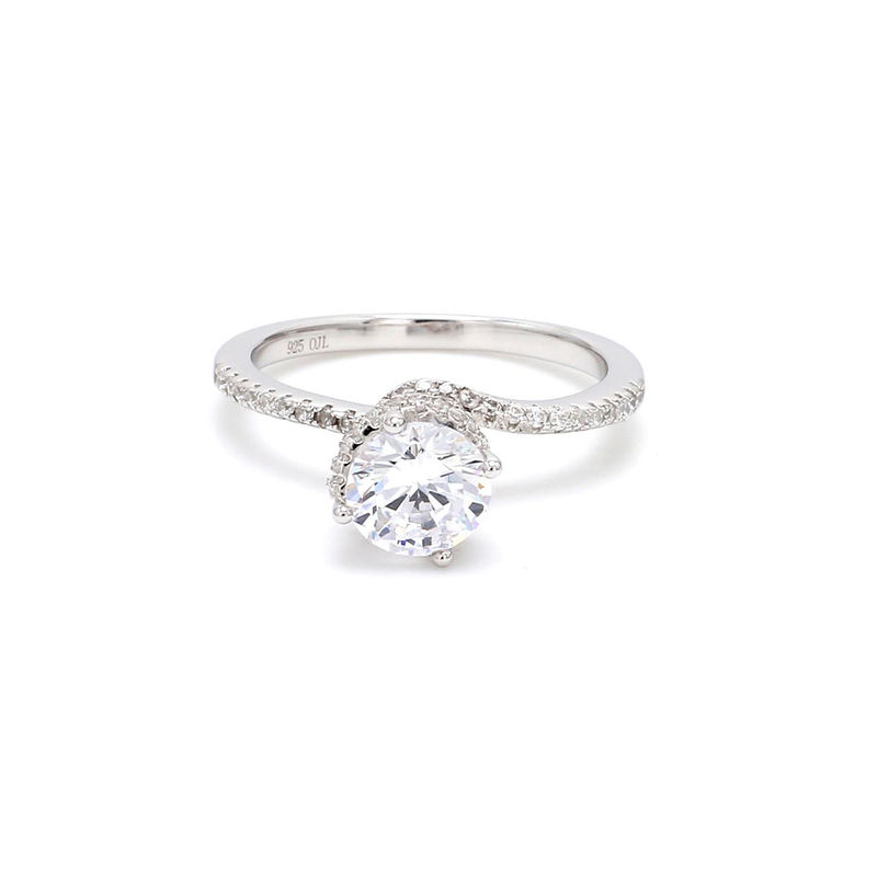 Buy Ornate Jewels - 925 Sterling Silver American Diamond Solitaire ...