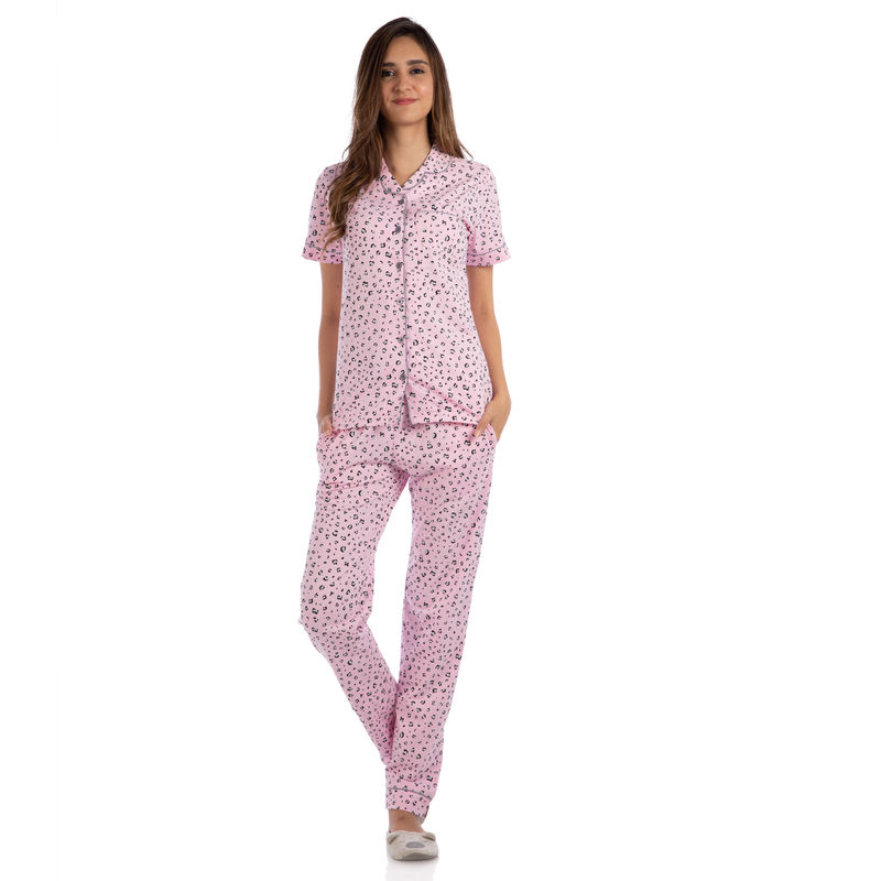 Nite Flite Women's The Pink Leopard Pyjama Set - (S)