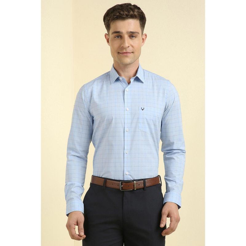 Allen Solly Men Light Blue Slim Fit Check Full Sleeves Formal Shirts (38)