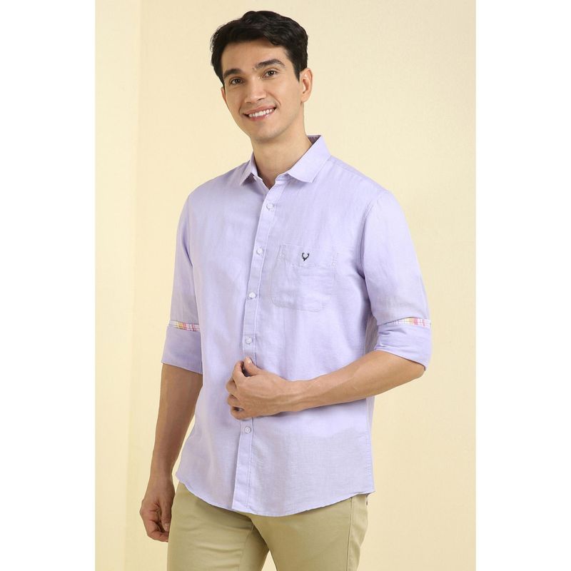 Allen Solly Men Lilac Slim Fit Solid Full Sleeves Casual Shirts (40)