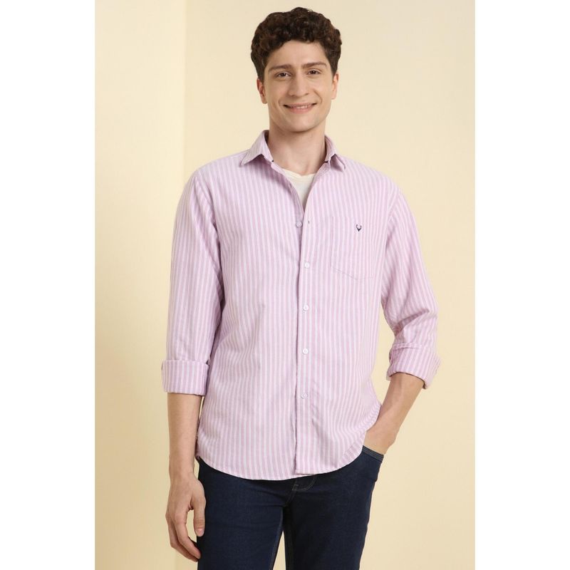 Allen Solly Men Lilac Slim Fit Stripe Full Sleeves Casual Shirts (39)