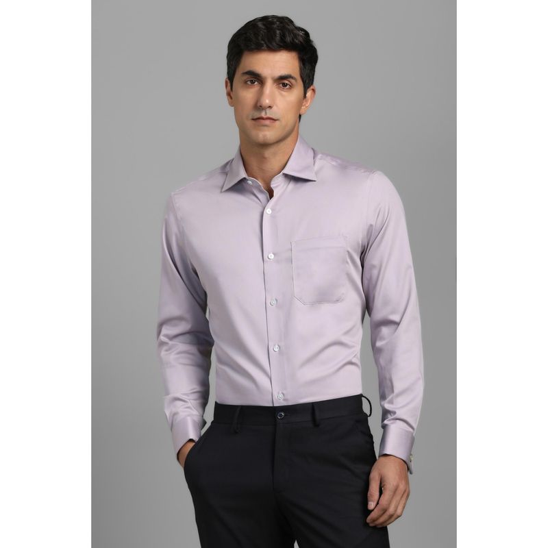 Louis Philippe Men Lilac Classic Fit Solid Full Sleeves Formal Shirt (39)