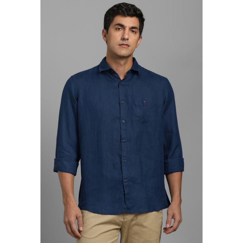 Louis Philippe Men Blue Slim Fit Solid Full Sleeves Casual Shirt (39)