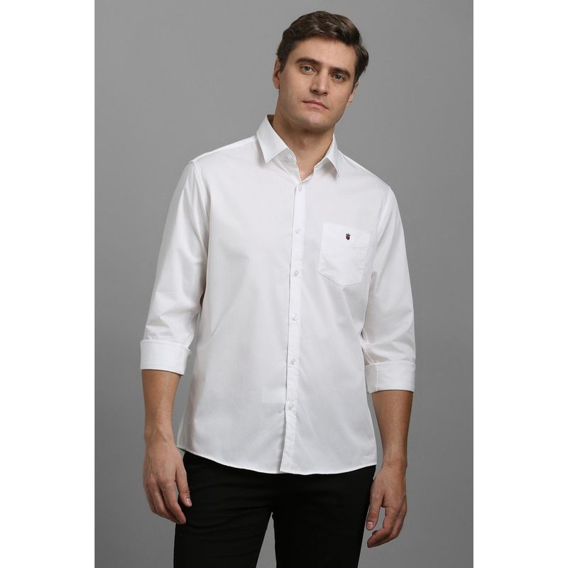 Louis Philippe Men White Slim Fit Solid Full Sleeves Casual Shirt (42)