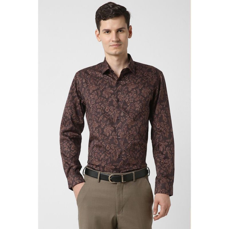 Peter England Men Brown Slim Fit Full Sleeves Formal Shirt (38)