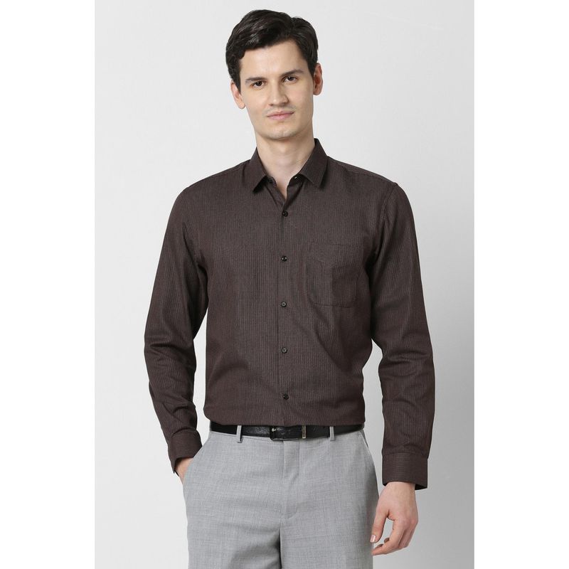 Peter England Men Brown Slim Fit Full Sleeves Formal Shirt (39)