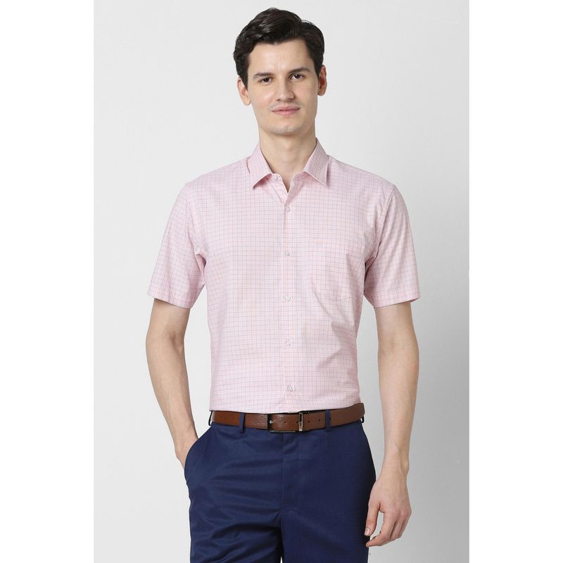Peter England Men Pink Regular Fit Half Sleeves Formal Shirt (38)